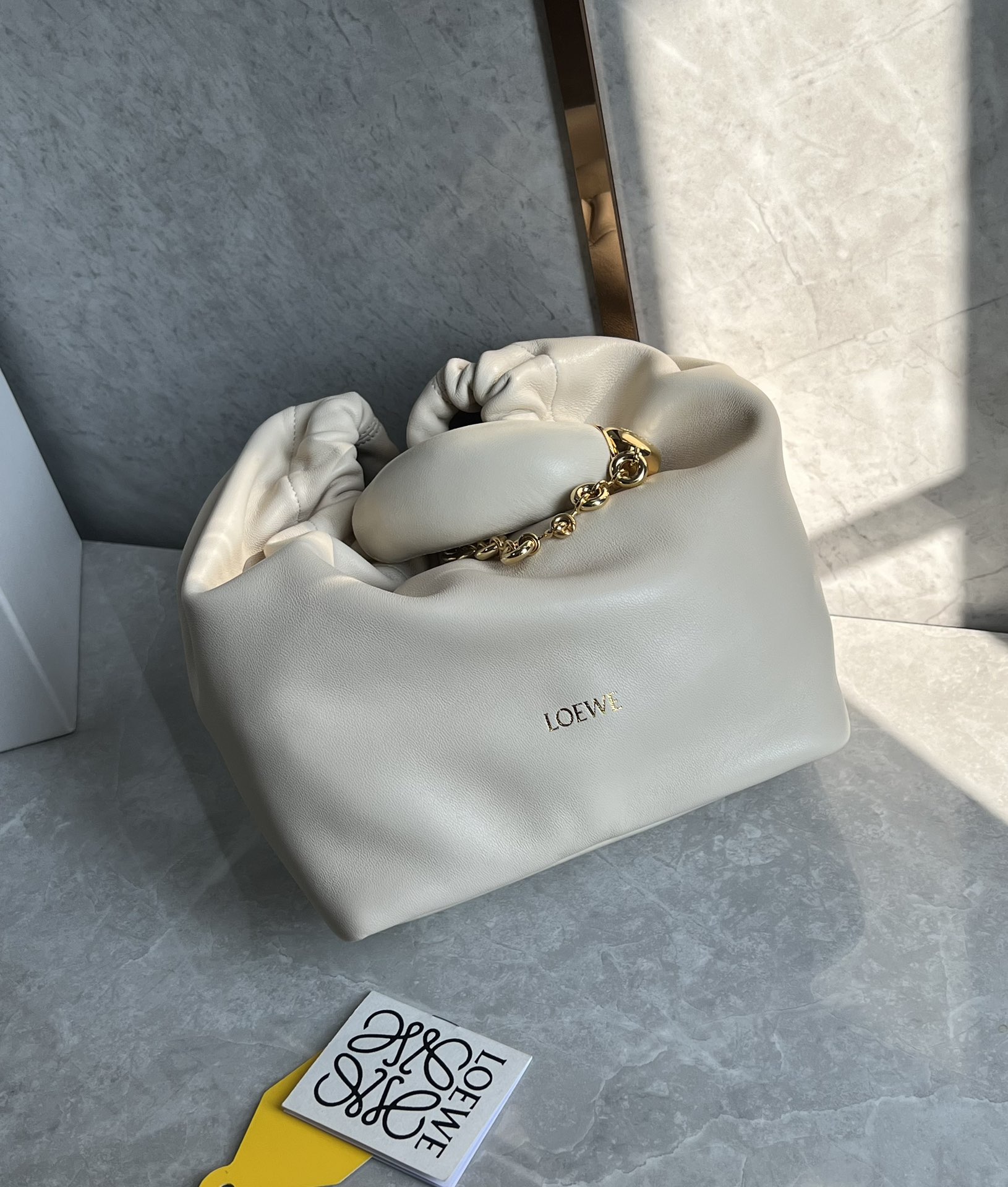 Loewe Medium Squeeze Bag in Mellow Nappa Lambskin Sea Salt